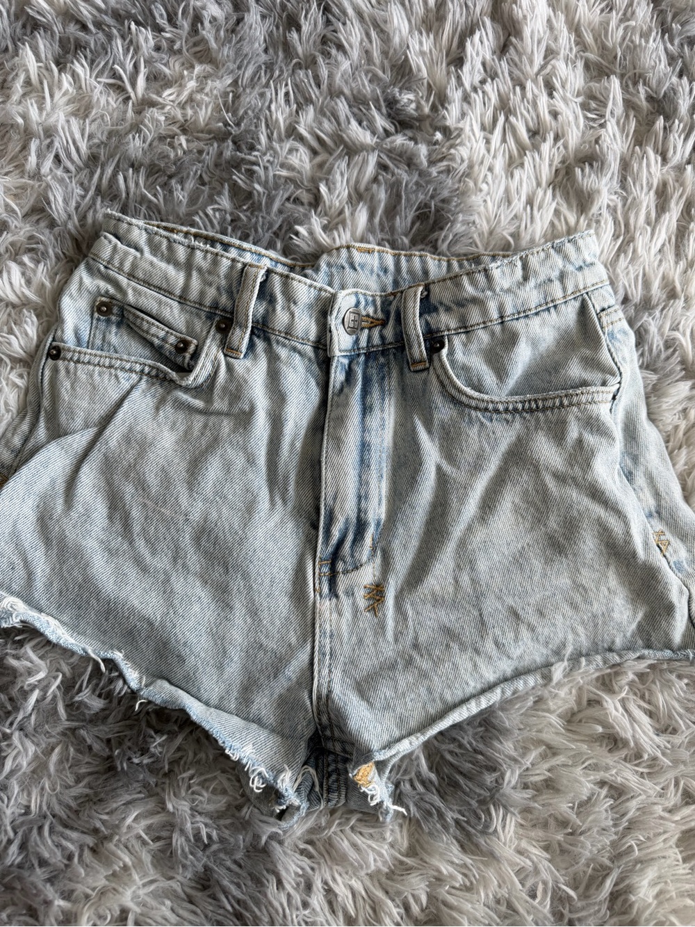 Ksubi Light Blue Distressed Denim Shorts